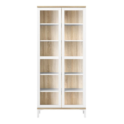 Roomers Display Cabinet Glazed 2 Doors in White and Oak