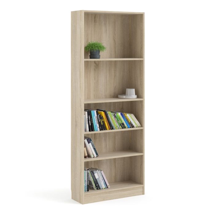 Basic Tall Wide Bookcase (4 Shelves) in Oak