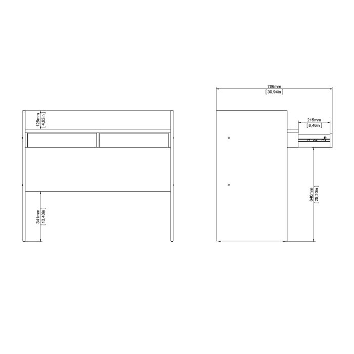 Function Plus Desk 2 Drawers In Jackson Hickory and White