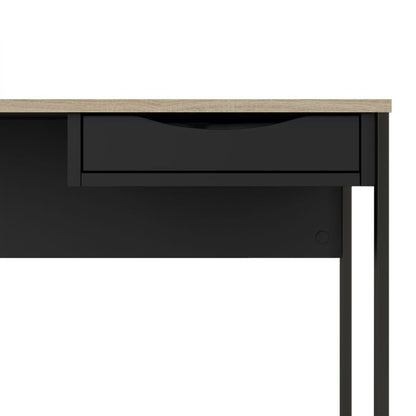 Function Plus Desk 1 Drawer in Black with Oak Trim