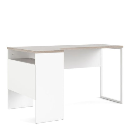 Function Plus Corner Desk 2 Drawers in White and Truffle Oak