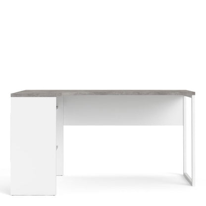 Function Plus Corner Desk 2 Drawers in White and Grey