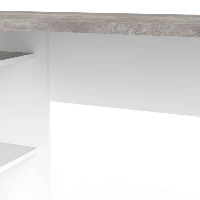 Function Plus Corner Desk 2 Drawers in White and Grey