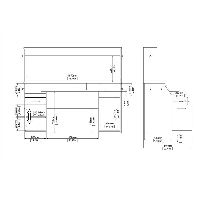 Function Plus Gaming Desk with 1 Door 1 Drawer