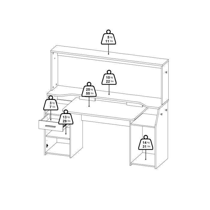 Function Plus Gaming Desk with 1 Door 1 Drawer