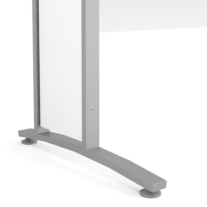 Prima Desk 150cm in White with Silver Grey Steel Legs