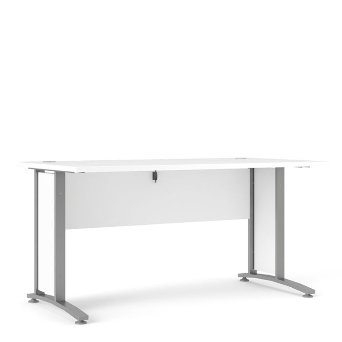 Prima Desk 150cm in White with Silver Grey Steel Legs