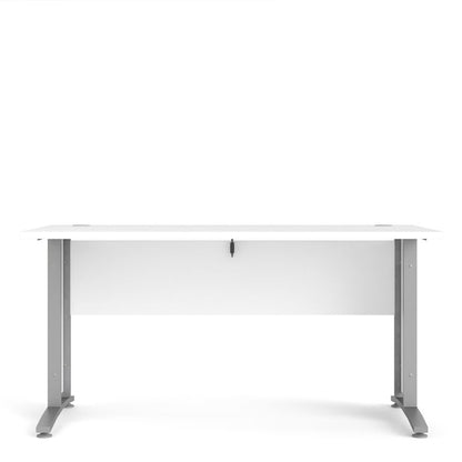 Prima Desk 150cm in White with Silver Grey Steel Legs