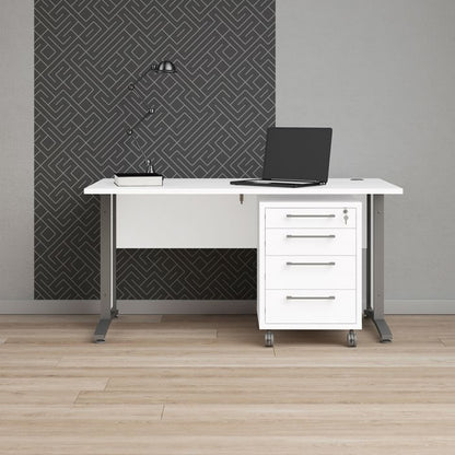 Prima Desk 150cm in White with Silver Grey Steel Legs