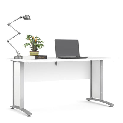 Prima Desk 150cm in White with Silver Grey Steel Legs