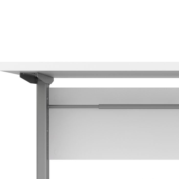 Prima Desk 150cm in White with Height Adjustable Legs with Electric Control in Silver Grey Steel