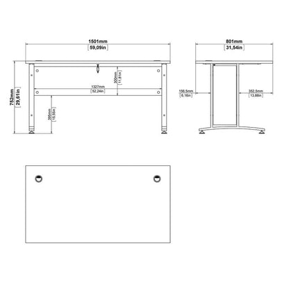 Prima Desk 150cm in White with White Legs