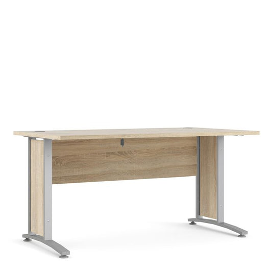 Prima Desk 150cm in Oak with Silver Grey Steel Legs