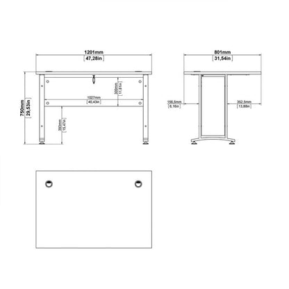 Prima Desk 120cm in White with White Legs