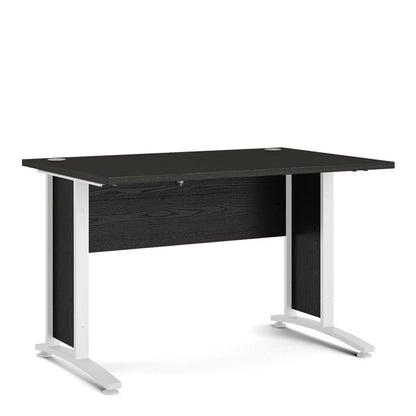 Prima Desk 120cm in Black Woodgrain with White Legs