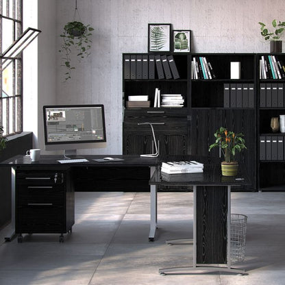 Prima Desk 120cm in Black Woodgrain with White Legs