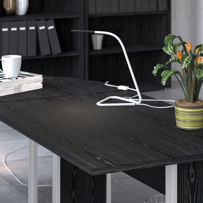 Prima Desk 120cm in Black Woodgrain with White Legs