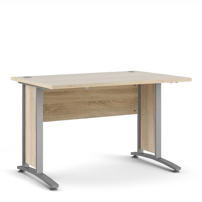 Prima Desk 120cm in Oak with Silver Grey Steel Legs