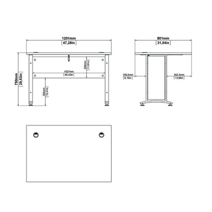 Prima Desk 120cm in Oak with White Legs