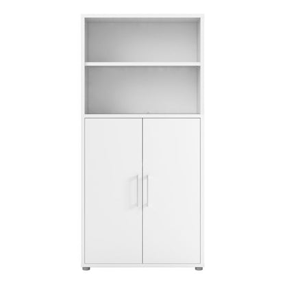 Prima Bookcase 3 Shelves with 2 Doors in White