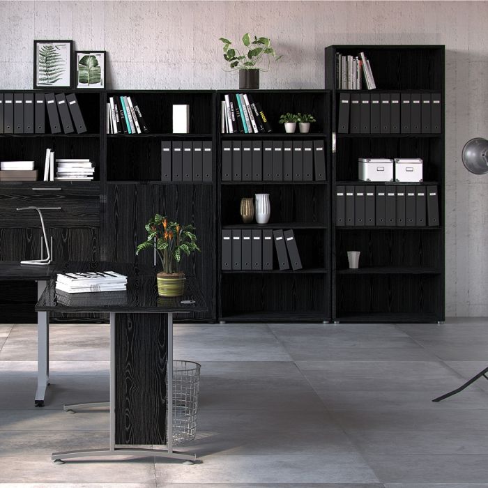 Prima Bookcase 4 Shelves in Black Woodgrain