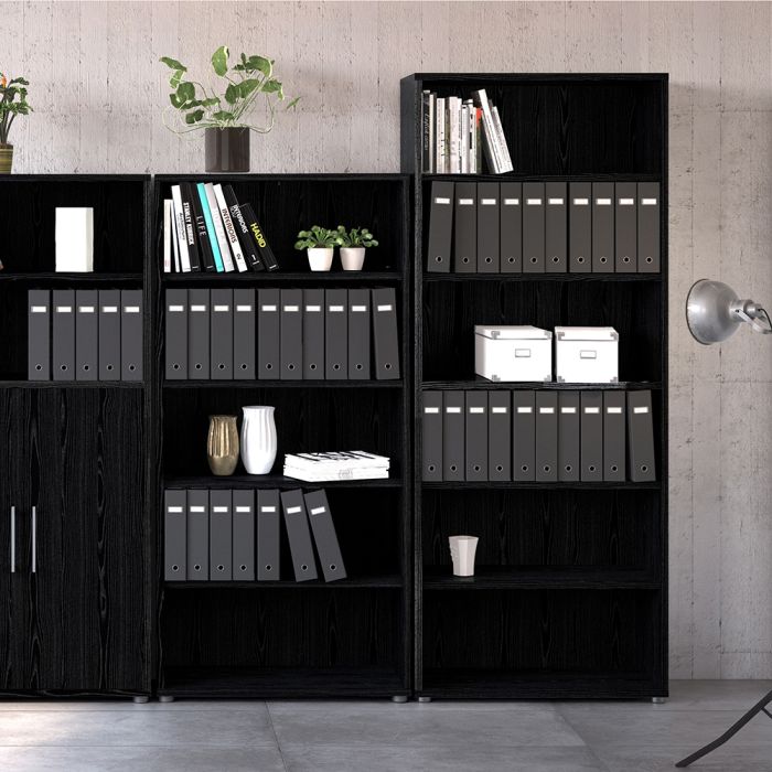 Prima Bookcase 4 Shelves in Black Woodgrain