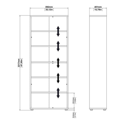 Prima Bookcase 3 Shelves with 2 Drawers 2 Doors In Black Woodgrain