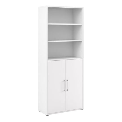 Prima Bookcase 4 Shelves with 2 Doors in White