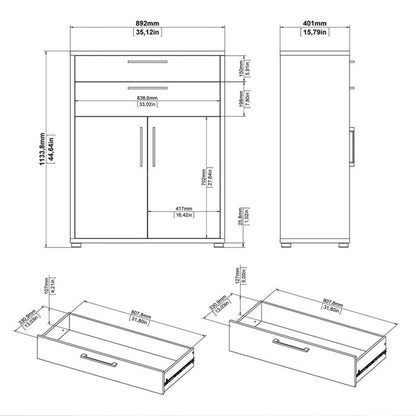 Prima Bookcase 1 Shelf With 2 Drawers 2 Doors In Black Woodgrain