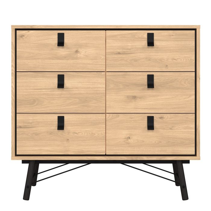 Ry Small Double Chest of Drawers 6 Drawers in Jackson Hickory Oak