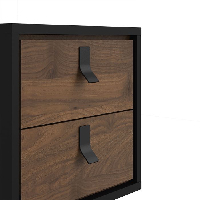 Ry Bedside Cabinet 2 Drawer in Matt Black Walnut