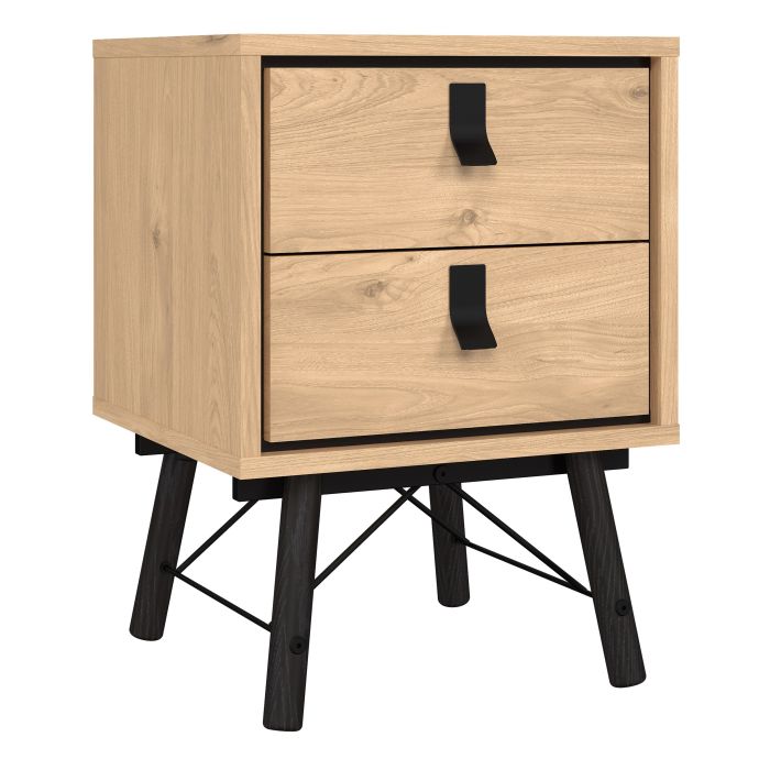 Ry Bedside Cabinet 2 Drawer Jackson Hickory Oak