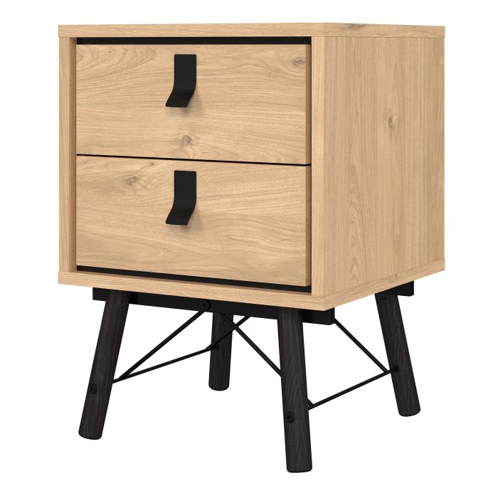 Ry Bedside Cabinet 2 Drawer Jackson Hickory Oak