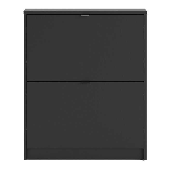 Shoes Shoe Cabinet 2 Flip Down Doors and 1 layer in Matt Black