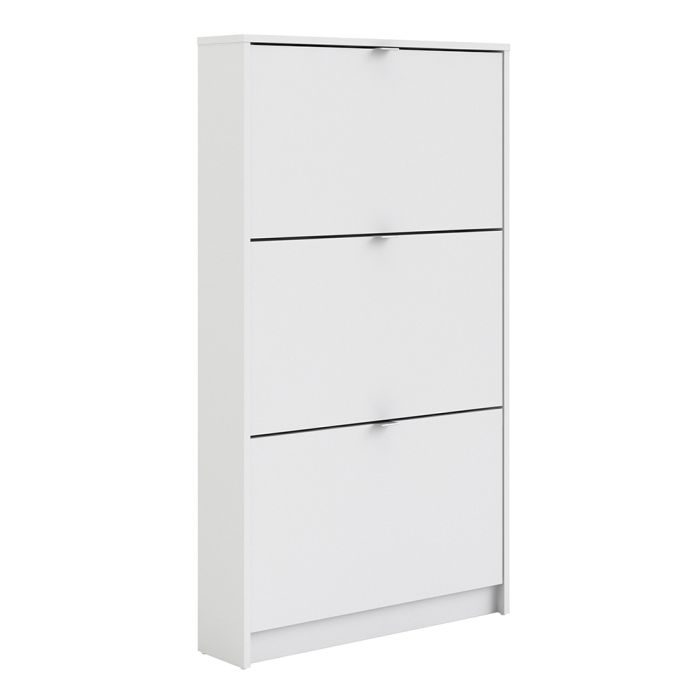 Shoes Shoe Cabinet 3 Flip Down Doors and 1 layer in White