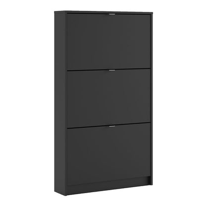 Shoes Shoe Cabinet 3 Flip Down Doors and 1 layer in Matt Black