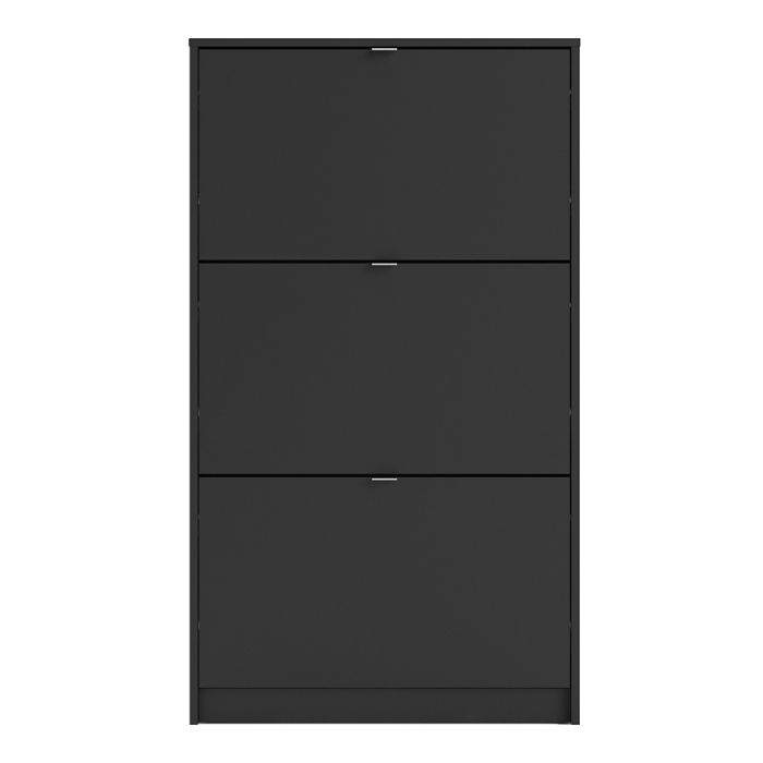 Shoes Shoe Cabinet 3 Flip Down Doors and 1 layer in Matt Black