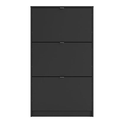 Shoes Shoe Cabinet 3 Flip Down Doors and 1 layer in Matt Black