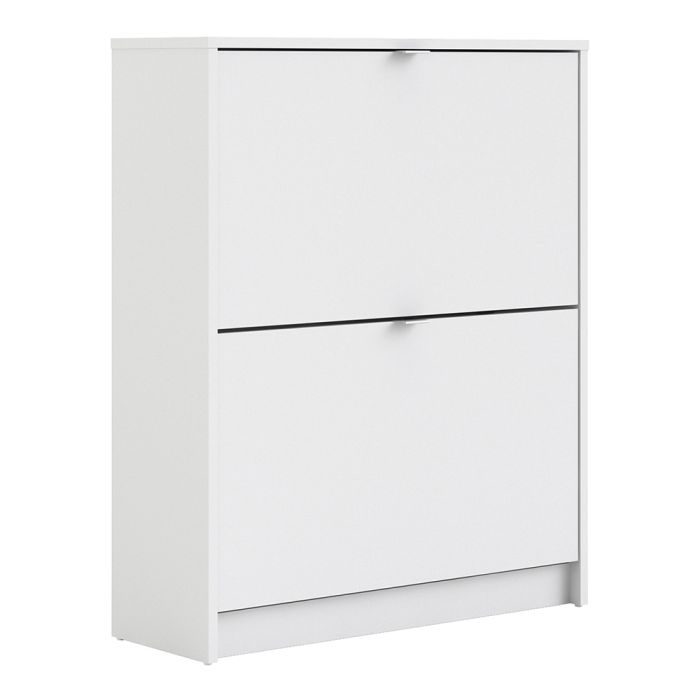 Shoes Shoe Cabinet 2 Flip Down Doors and 2 layers in White