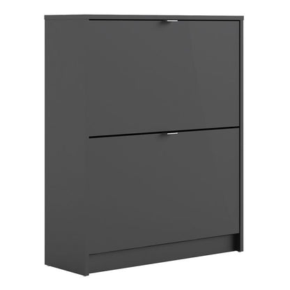 Shoes Shoe Cabinet 2 Flip Down Doors and 2 layers in Matt Black