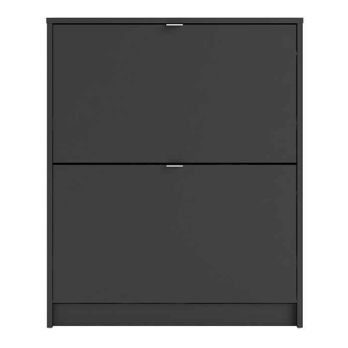 Shoes Shoe Cabinet 2 Flip Down Doors and 2 layers in Matt Black