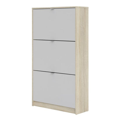 Shoes Shoe Cabinet 3 Flip Down Doors and 2 layers Oak structure White