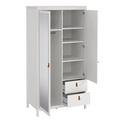 Barcelona Wardrobe with 1 Door 1 Mirror Door 2 Drawers in White