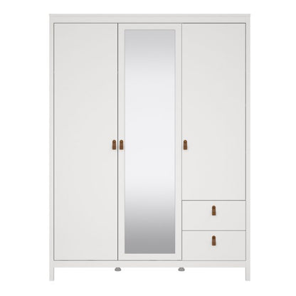 Barcelona Wardrobe with 2 Doors 1 Mirror Door 2 Drawers in White