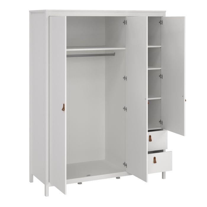 Barcelona Wardrobe with 2 Doors 1 Mirror Door 2 Drawers in White