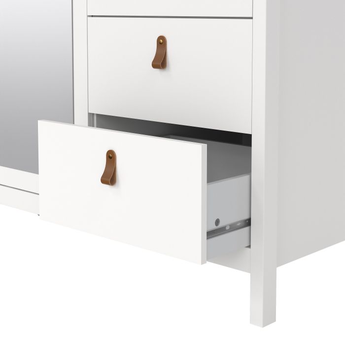 Barcelona Wardrobe with 2 Doors 1 Mirror Door 2 Drawers in White