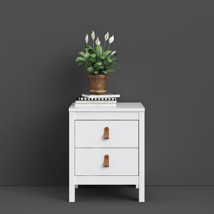 Barcelona Bedside Table 2 Drawers in White