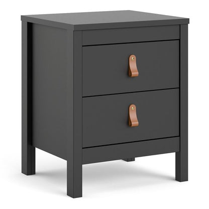 Barcelona Bedside Table 2 Drawers in Matt Black