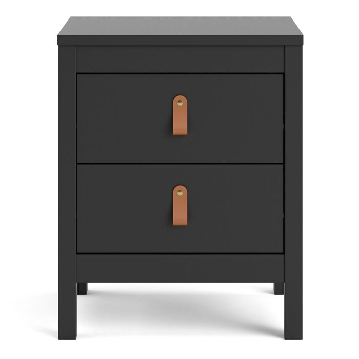 Barcelona Bedside Table 2 Drawers in Matt Black