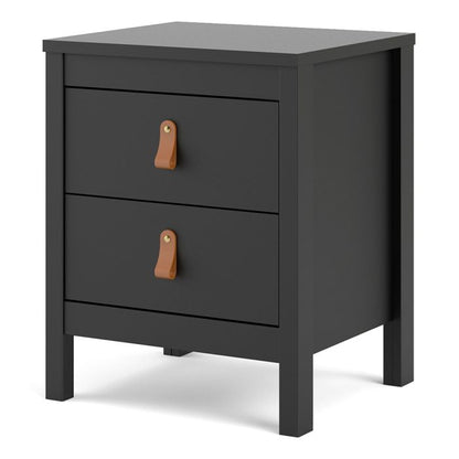 Barcelona Bedside Table 2 Drawers in Matt Black